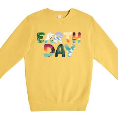 Earth Day Elements Nature Global Warming Premium Crewneck Sweatshirt