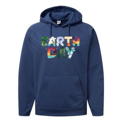 Earth Day Elements Nature Global Warming Performance Fleece Hoodie