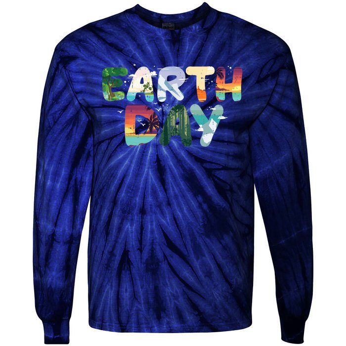 Earth Day Elements Nature Global Warming Tie-Dye Long Sleeve Shirt