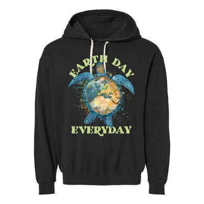 Earth Day Everyday Watercolor Sea Turtle Earth Garment-Dyed Fleece Hoodie