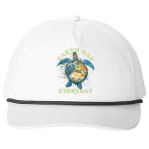 Earth Day Everyday Watercolor Sea Turtle Earth Snapback Five-Panel Rope Hat