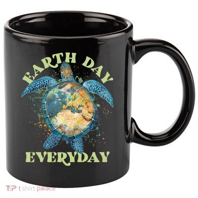 Earth Day Everyday Watercolor Sea Turtle Earth 11oz C Handle Ceramic Mug