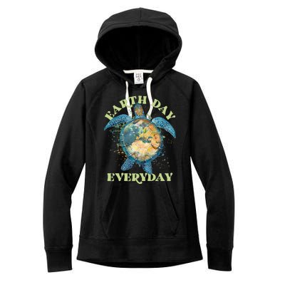 Earth Day Everyday Watercolor Sea Turtle Earth Women's Fleece Hoodie