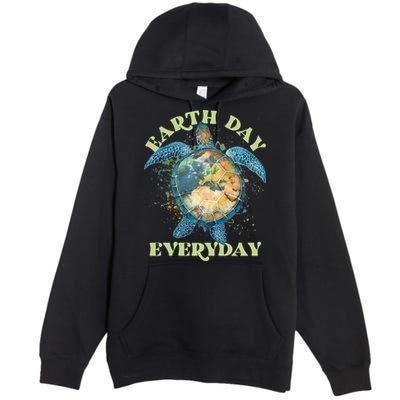 Earth Day Everyday Watercolor Sea Turtle Earth Premium Pullover Hoodie