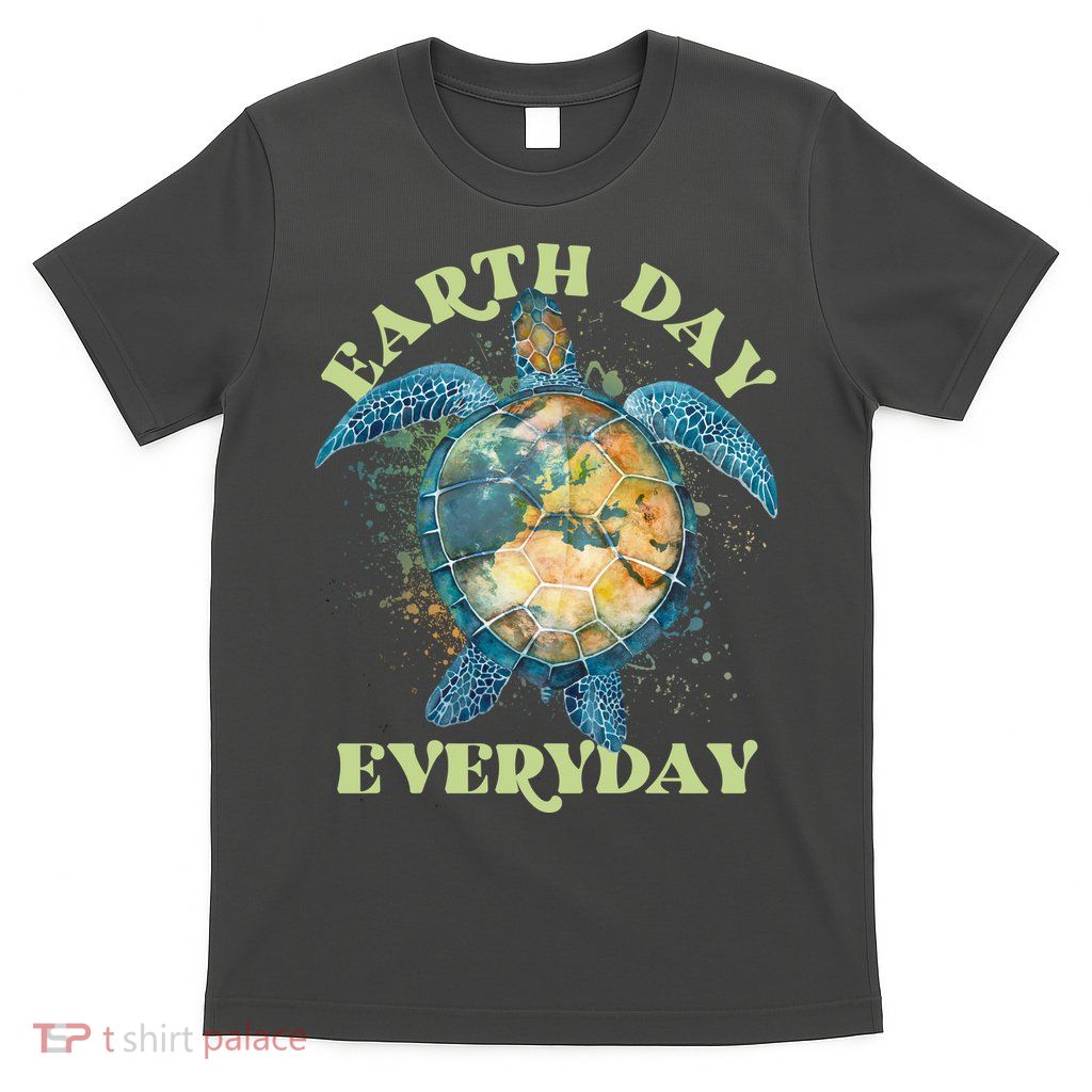 Earth Day Everyday Watercolor Sea Turtle Earth T-Shirt