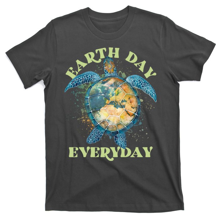 Earth Day Everyday Watercolor Sea Turtle Earth T-Shirt