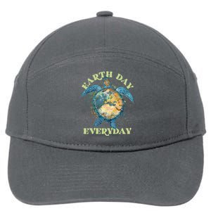 Earth Day Everyday Watercolor Sea Turtle Earth 7-Panel Snapback Hat