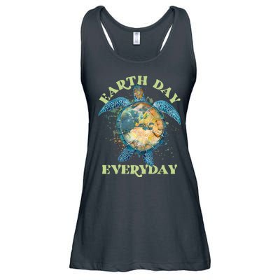 Earth Day Everyday Watercolor Sea Turtle Earth Ladies Essential Flowy Tank