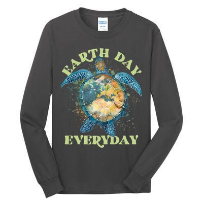 Earth Day Everyday Watercolor Sea Turtle Earth Tall Long Sleeve T-Shirt