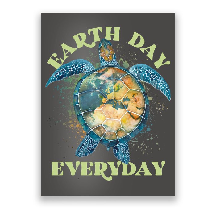 Earth Day Everyday Watercolor Sea Turtle Earth Poster