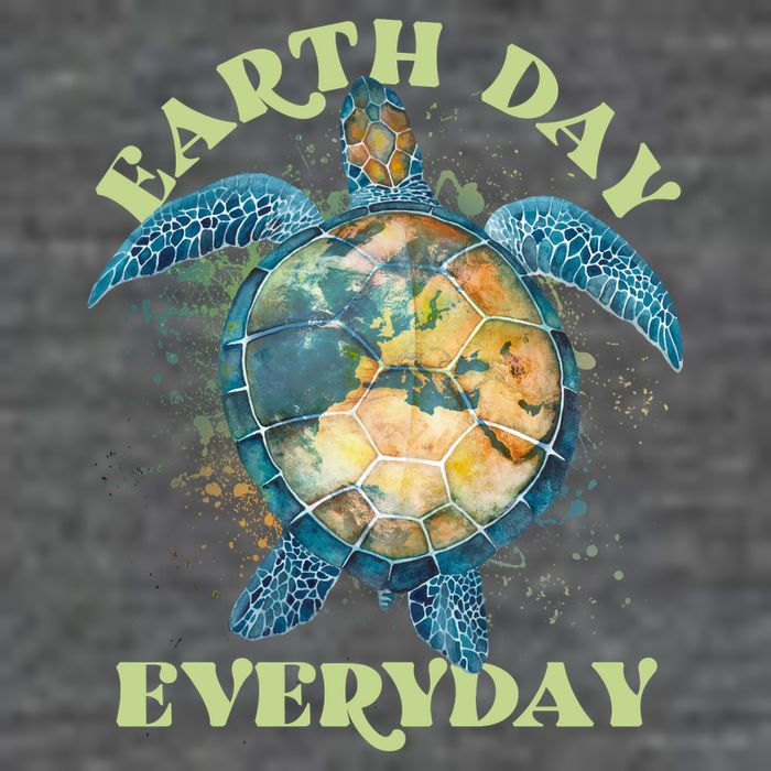 Earth Day Everyday Watercolor Sea Turtle Earth Poster