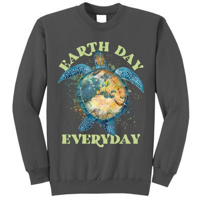 Earth Day Everyday Watercolor Sea Turtle Earth Tall Sweatshirt