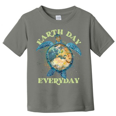 Earth Day Everyday Watercolor Sea Turtle Earth Toddler T-Shirt