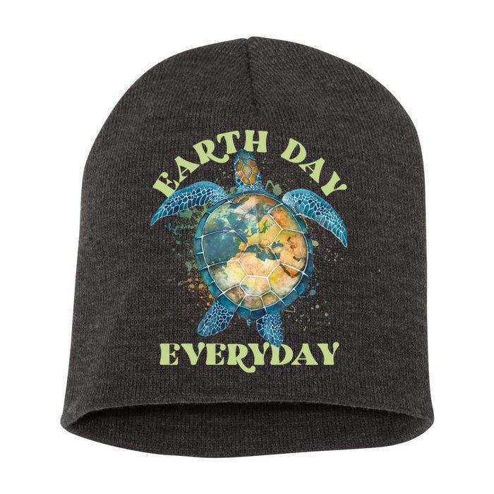 Earth Day Everyday Watercolor Sea Turtle Earth Short Acrylic Beanie