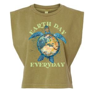 Earth Day Everyday Watercolor Sea Turtle Earth Garment-Dyed Women's Muscle Tee