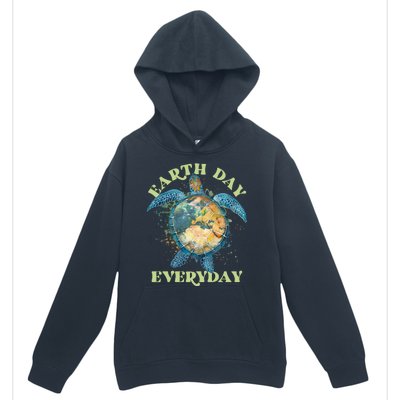 Earth Day Everyday Watercolor Sea Turtle Earth Urban Pullover Hoodie