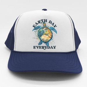 Earth Day Everyday Watercolor Sea Turtle Earth Trucker Hat