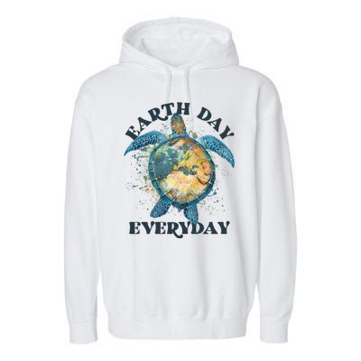 Earth Day Everyday Watercolor Sea Turtle Earth Garment-Dyed Fleece Hoodie