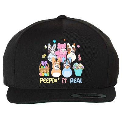 Easter Day Easter Egg Peeping It Real Funny Dog Family Matching Wool Snapback Cap