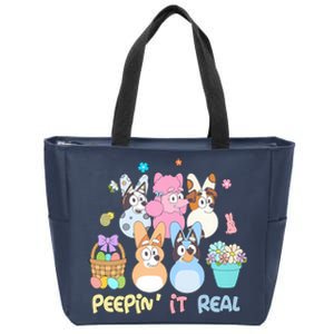 Easter Day Easter Egg Peeping It Real Funny Dog Family Matching Zip Tote Bag