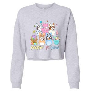 Easter Day Easter Egg Peeping It Real Funny Dog Family Matching Cropped Pullover Crew