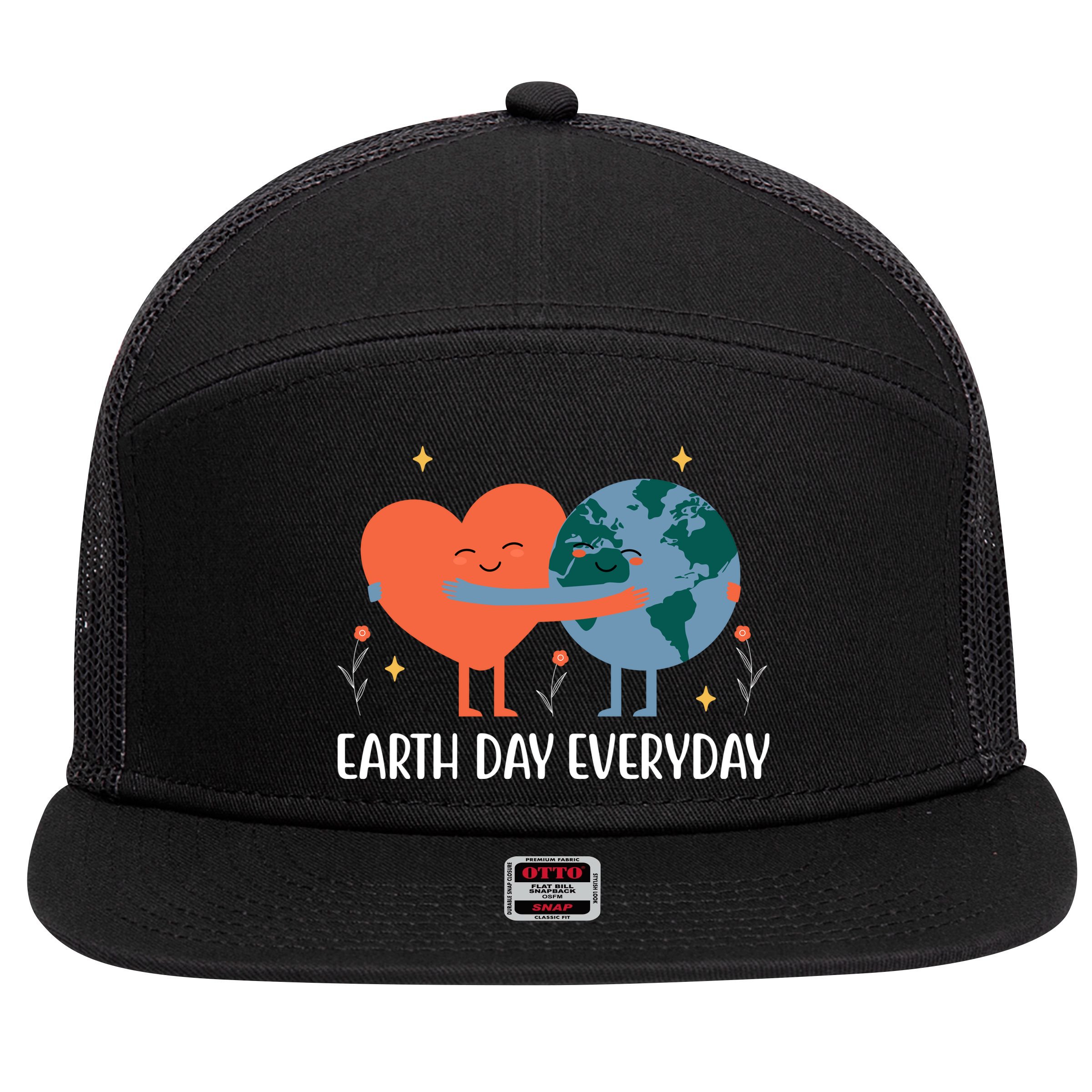 Earth Day Everyday Cute Heart 7 Panel Mesh Trucker Snapback Hat