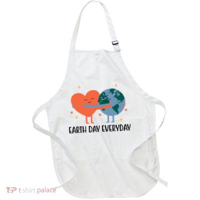 Earth Day Everyday Cute Heart Full-Length Apron With Pockets