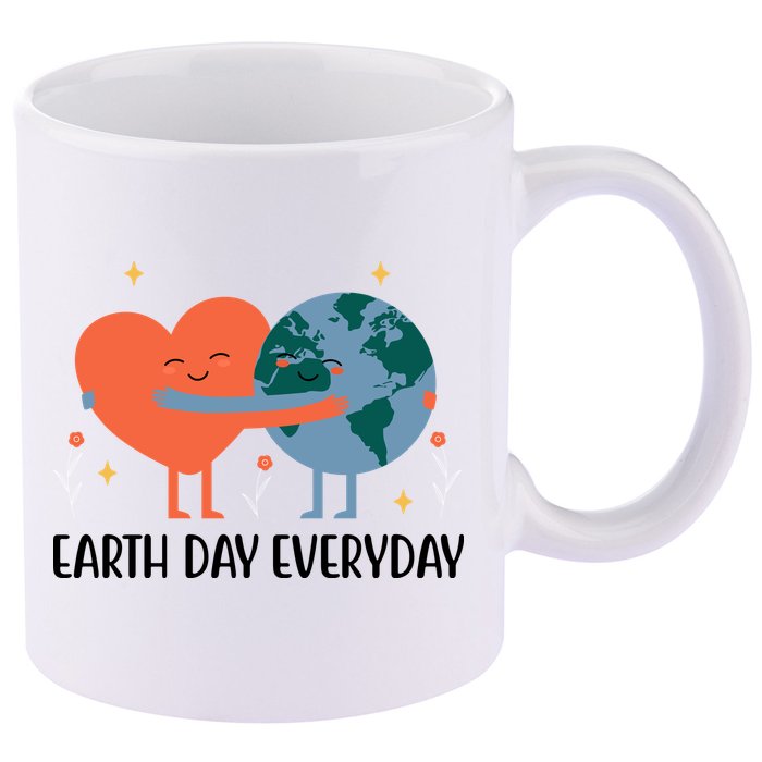 Earth Day Everyday Cute Heart 11oz C Handle Ceramic Mug