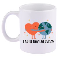 Earth Day Everyday Cute Heart 11oz C Handle Ceramic Mug