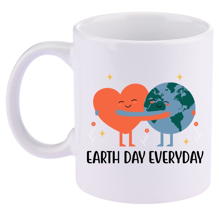 Earth Day Everyday Cute Heart 11oz C Handle Ceramic Mug