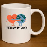 Earth Day Everyday Cute Heart 11oz C Handle Ceramic Mug