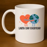 Earth Day Everyday Cute Heart 11oz C Handle Ceramic Mug