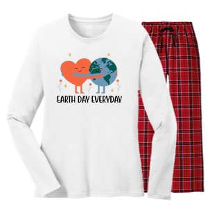 Earth Day Everyday Cute Heart Women's Long Sleeve Flannel Pajama Set 