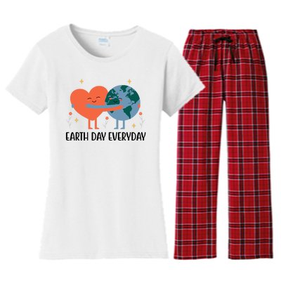 Earth Day Everyday Cute Heart Women's Flannel Pajama Set