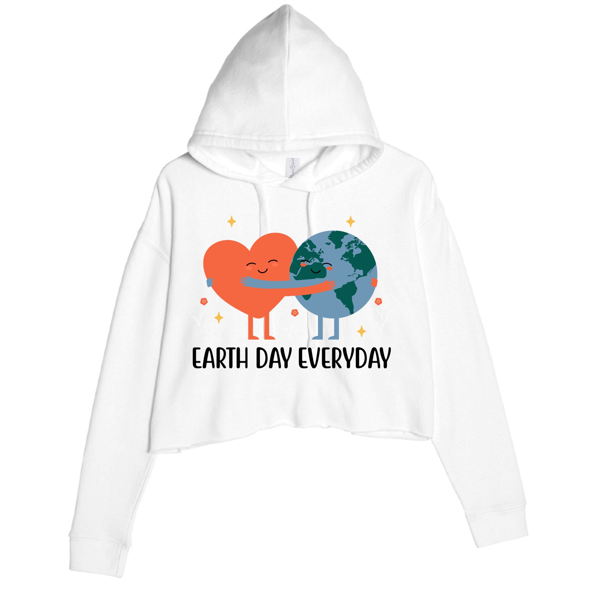 Earth Day Everyday Cute Heart Crop Fleece Hoodie
