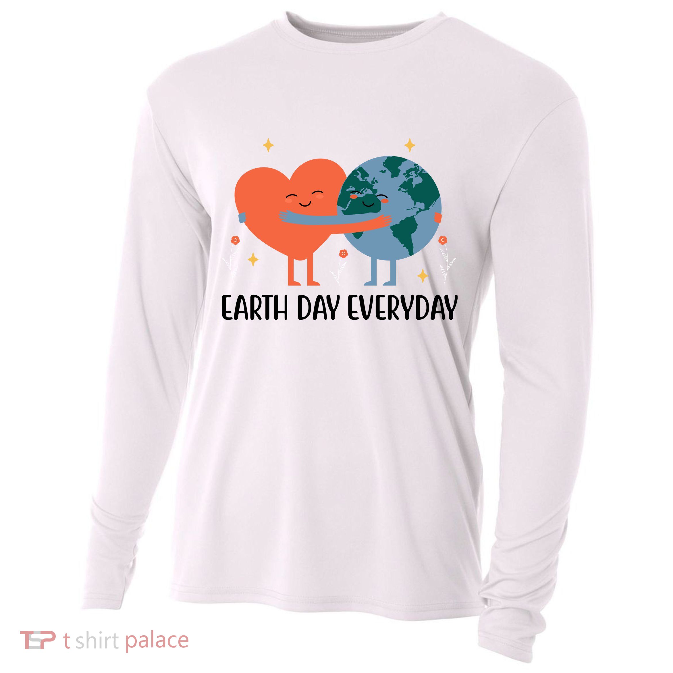 Earth Day Everyday Cute Heart Cooling Performance Long Sleeve Crew