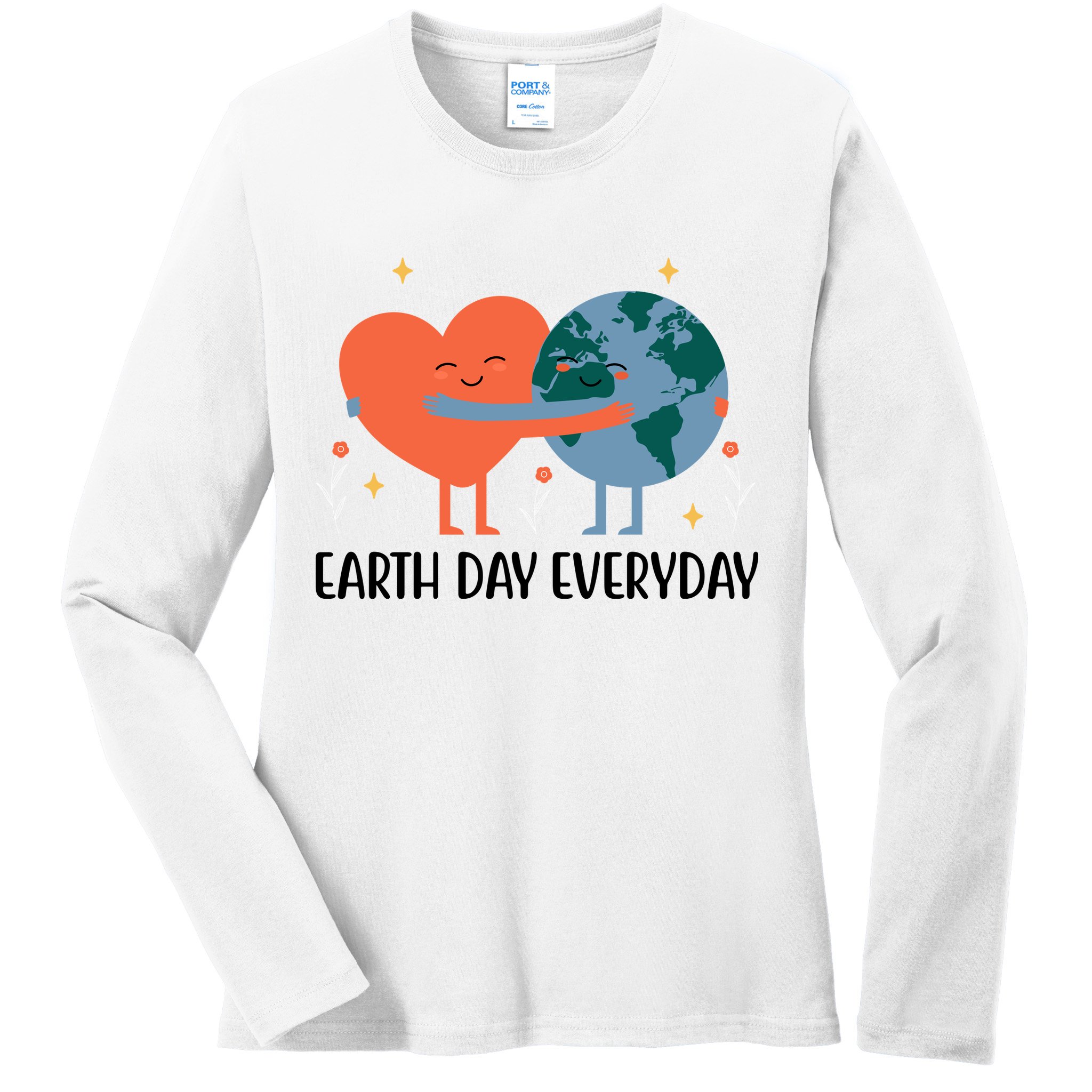 Earth Day Everyday Cute Heart Ladies Long Sleeve Shirt