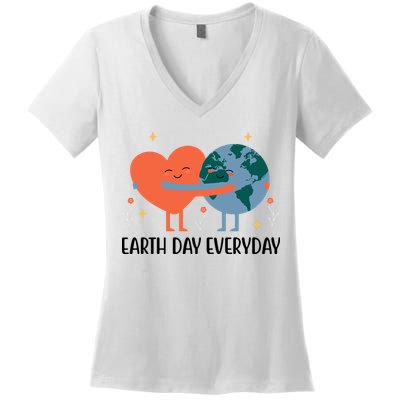 Earth Day Everyday Cute Heart Women's V-Neck T-Shirt