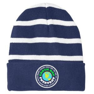 Earth Day Everyday Earth Day Climate Change Striped Beanie with Solid Band