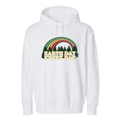 Earth Day Every Day Rainbow Trees Retro Garment-Dyed Fleece Hoodie