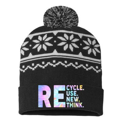 Earth Day Environmental Activism USA-Made Snowflake Beanie