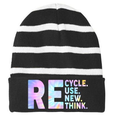 Earth Day Environmental Activism Striped Beanie with Solid Band