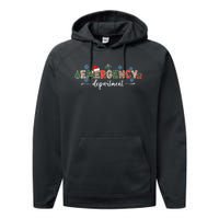 Emergency Department Er Nurse Christmas Emergency Room Performance Fleece Hoodie