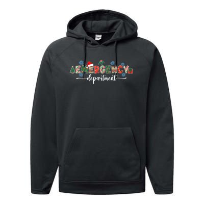 Emergency Department Er Nurse Christmas Emergency Room Performance Fleece Hoodie