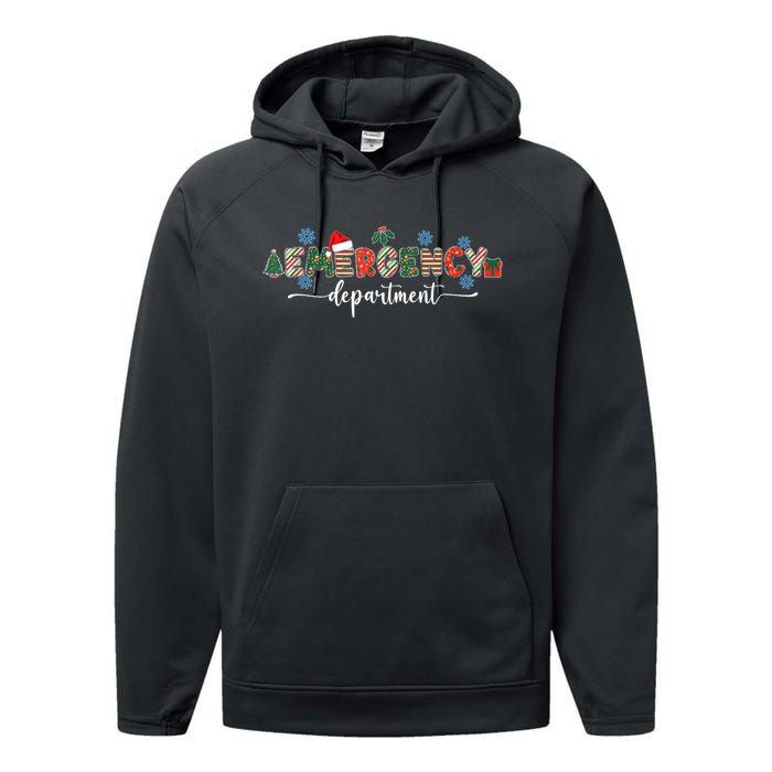 Emergency Department Er Nurse Christmas Emergency Room Performance Fleece Hoodie