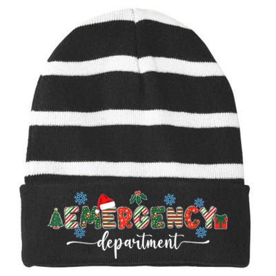 Emergency Department Er Nurse Christmas Emergency Room Striped Beanie with Solid Band