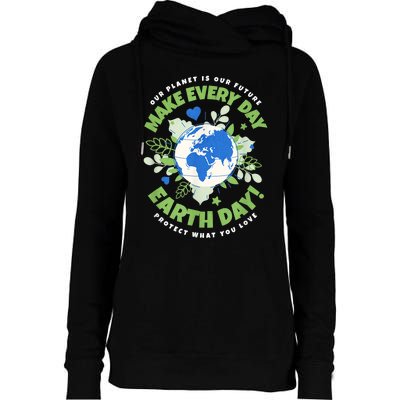 Earth Day Environmental Awareness Womens Funnel Neck Pullover Hood