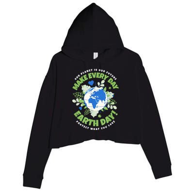 Earth Day Environmental Awareness Crop Fleece Hoodie