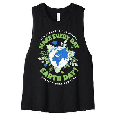 Earth Day Environmental Awareness Women's Racerback Cropped Tank