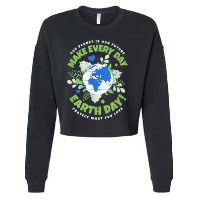 Earth Day Environmental Awareness Cropped Pullover Crew